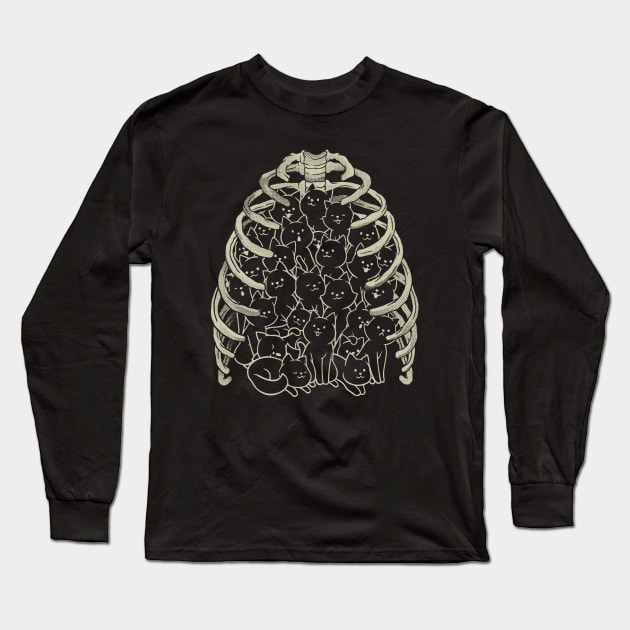 Neko Cat Ribcage Black and White by Tobe Fonseca Long Sleeve T-Shirt by Tobe_Fonseca